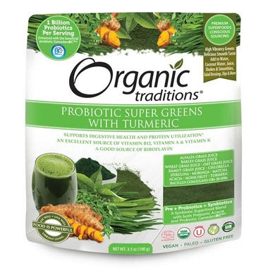 Organic Traditions Probiotic Super Greens with Turmeric 100g