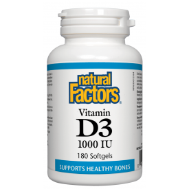 Natural Factors Vitamin D3 1000 IU 180 Softgels