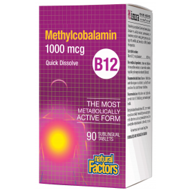 Natural Factors Vitamin B12 Methylcobalamin 1000mcg 90 Tablets