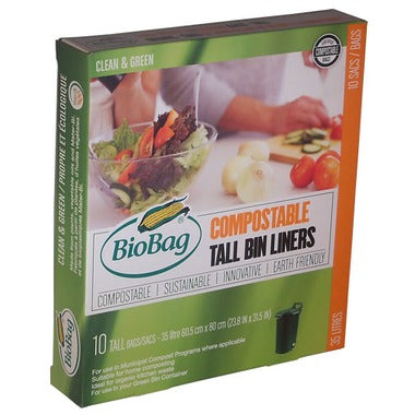 BioBag Tall Bin Food Waste Bags 10 each, 23.8" x 31.5"  35 L
