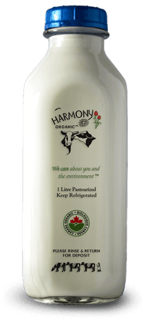 Harmony Organic 2% Milk One Litre Glass Bottle