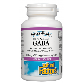 Natural Factors Stress-Relax 100% Natural GABA 100mg 90 Veggie Caps