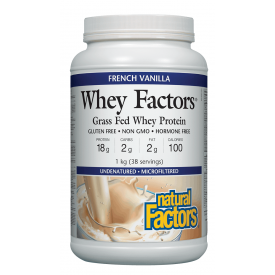 Natural Factors Whey Factors® Grass Fed Whey Protein French Vanilla 1kg