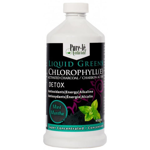 Pure-le Natural Liquid Greens Chlorophyll Super Concentrate Activated Charcoal Mint 450mL