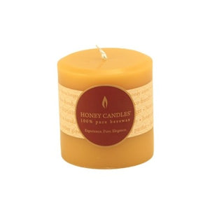 Honey Candles Pure Beeswax 3-inch x 3-inch Pillar Candle Natural