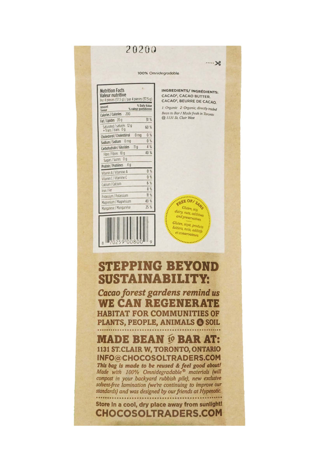 ChocoSol 100% Gratitude Stone Ground Dark Chocolate – Essence of Life ...