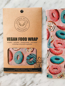 100% compostable Vegan Food Wraps starter pack of 3, But first, Donuts