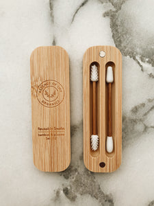 Bamboo and Silicone Reusable swabs, set of 2