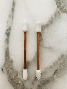 Bamboo and Silicone Reusable swabs, set of 2
