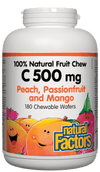 Natural Factors C 500 mg 100% Natural Fruit Chew, Peach, Passionfruit, Mango
