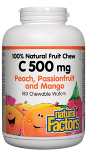 Natural Factors C 500 mg 100% Natural Fruit Chew, Peach, Passionfruit, Mango