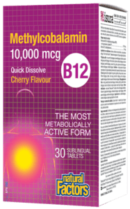 Natural Factors Vitamin B12 Methylcobalamin 10000mcg 30 sublingual tablets