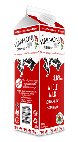 Harmony Organic 3.8% Whole Milk One Litre Carton