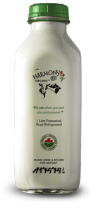 Harmony Organic Skim Milk One Litre Glass Bottle
