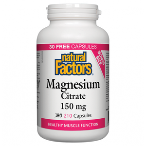 Natural Factors Magnesium Citrate 150mg Bonus Size 210 Capsules