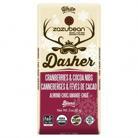 Zazubean Organic White Chocolate Dasher Bar 85g