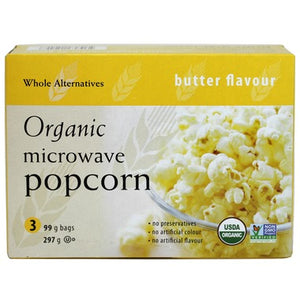 Whole Alternatives Organic Microwave Popcorn Butter Flavour 3 x 99g