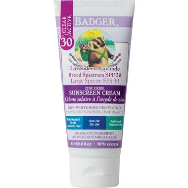 Badger SPF 30 Clear Zinc Sunscreen Lavender