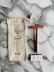 Plastic-free Safety Razor, starter kit with 5 blades