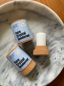 Crystal Deodorant Stick, in zero waste cork packaging