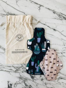 Reusable Menstrual Pad Starter Kit, 1 Day and 1 Night