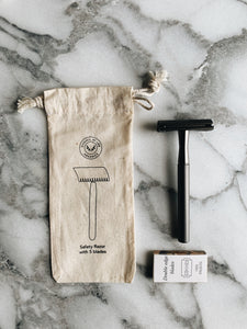 Plastic-free Safety Razor, starter kit with 5 blades