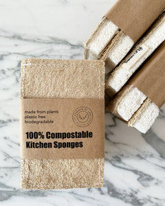 100% Compostable Kitchen Sponges, 2 pack