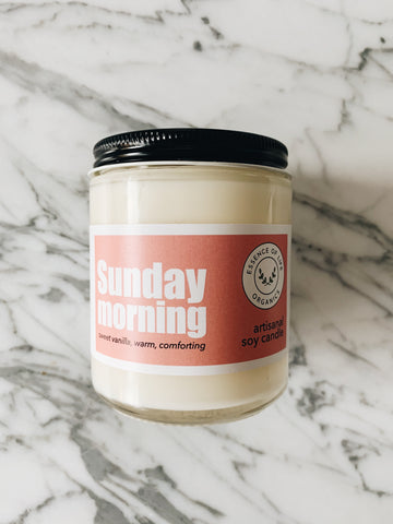 Handcrafted Vegan Soy Wax Candle, Sunday Morning