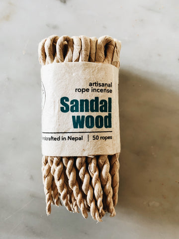 Handcrafted 100% Natural Artisanal Rope incense, Sandalwood