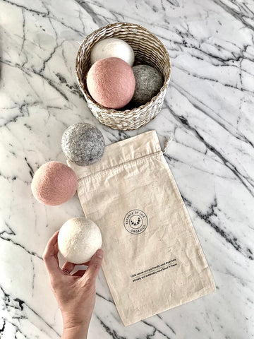 100% Organic wool dryer balls, hand dyed and hand felted