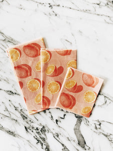 100% compostable Vegan Food Wraps starter pack of 3, Lemon Love