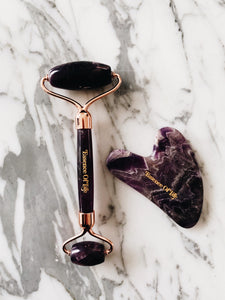 The Perfect Duo: Purple Amethyst Gua Sha Tool and Roller