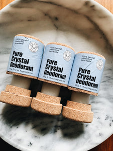 Crystal Deodorant Stick, in zero waste cork packaging