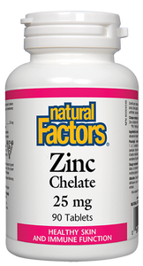 Natural Factors Zinc Chelate 25 mg, 90 Tablets