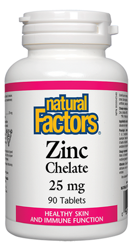Natural Factors Zinc Chelate 25 mg, 90 Tablets