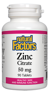 Natural Factors Zinc Citrate 50 mg, 90 tabs